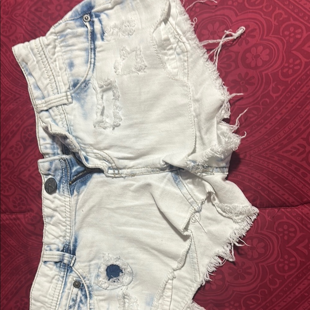 Vanilla Star White and Blue Distressed Shorts